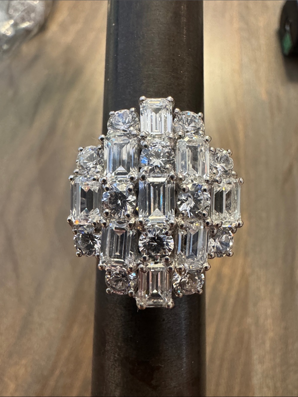 Sterling silver White CZ Cluster Cocktail Ring size 7